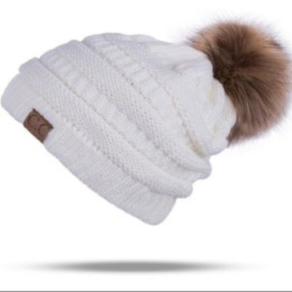 Cable Knit Beanie with Pom Pom